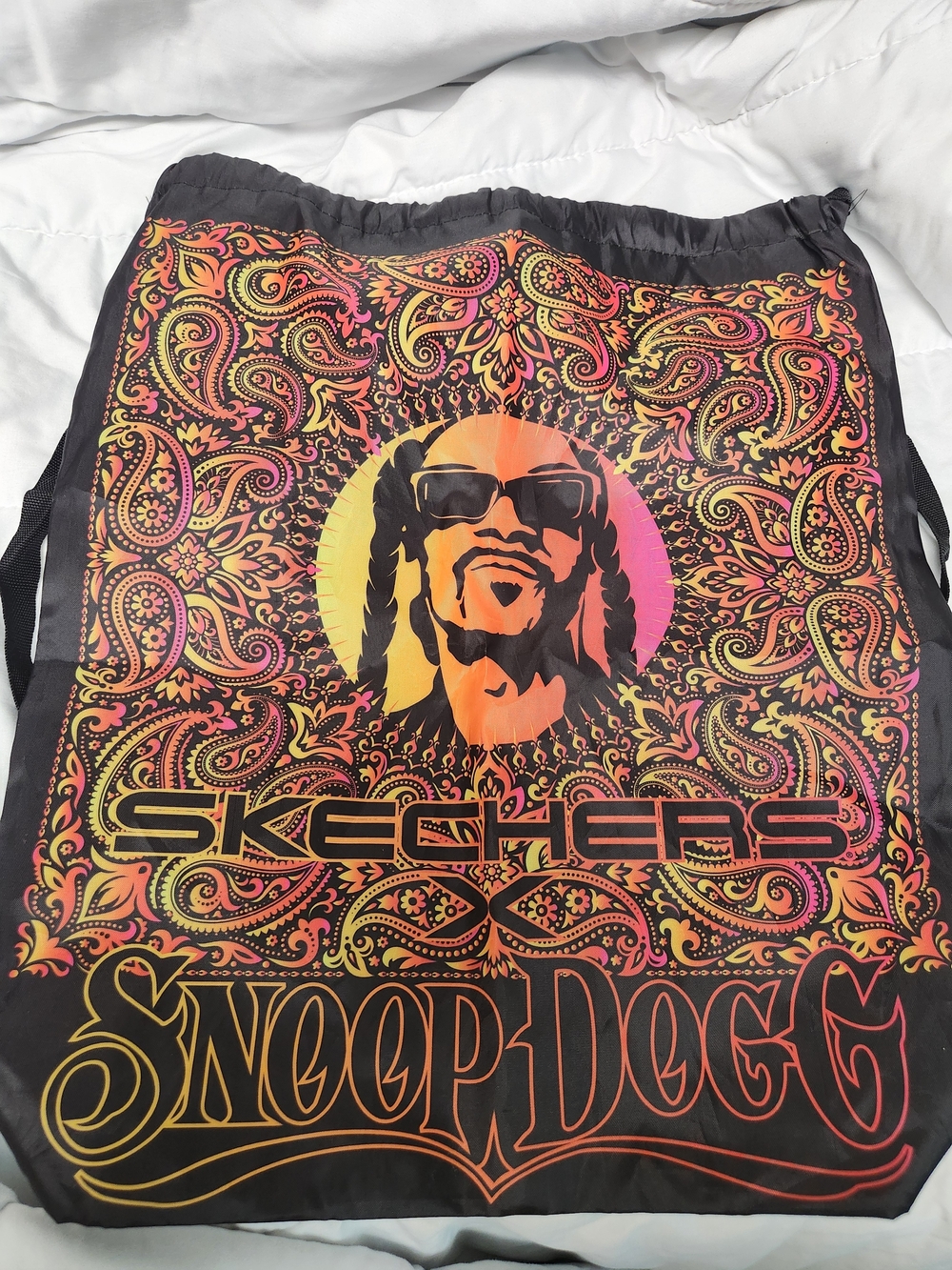 Skechers Black Snoop Dogg Paisley Graphic Shorts with Neon Snoop Dogg Motif